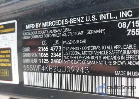 2016 Mercedes-Benz C 300 4Matic/Luxury 4Matic/Sport 4Matic из США, поврежденный, VIN 55SWF4KB2GU099431